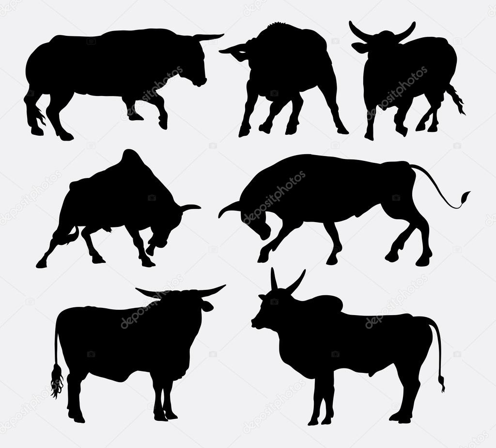 Bull wild animal silhouettes, Good use for symbol, web icons, logo, mascot, or any design you want. Easy to use.