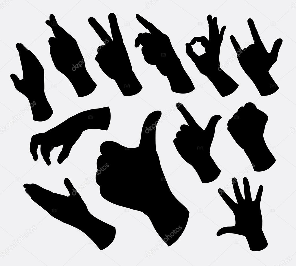 Hand sign and gesture silhouettes