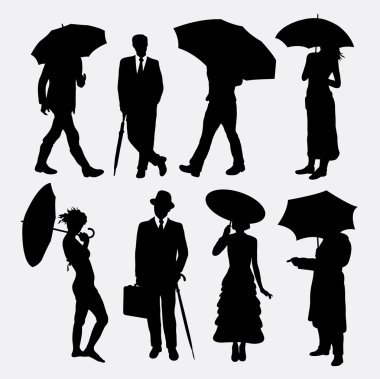 Şemsiye siluetleri grubu.