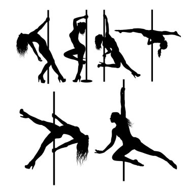 Pole dans seksi kadın siluetleri