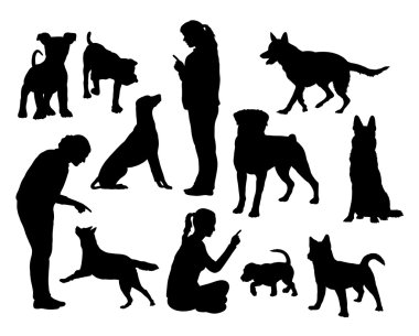 Köpek eğitim siluetleri