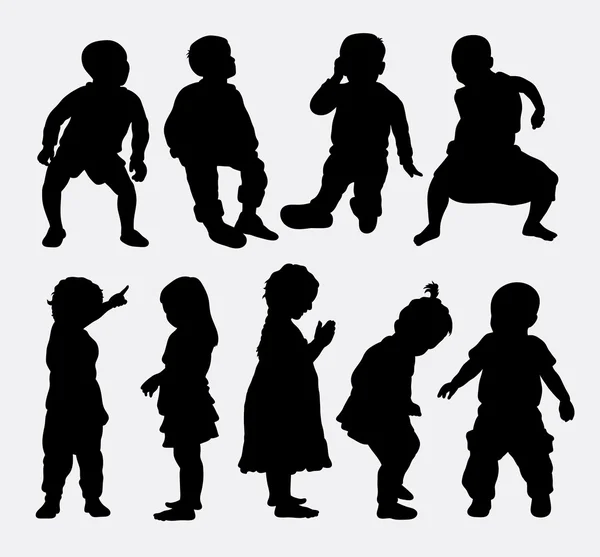 Children activity silhouettes. — Stock Vector