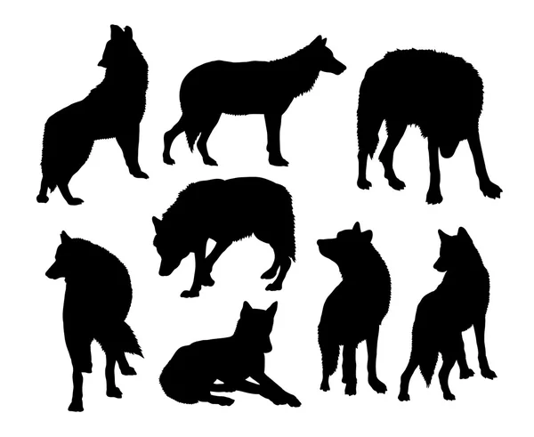 Wolf wilde Tiersilhouetten — Stockvektor