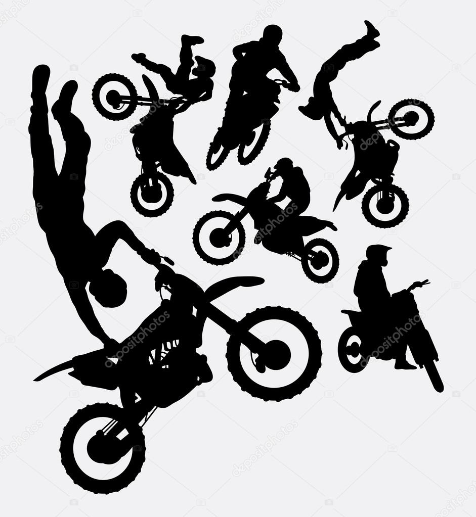 Motocross sport silhouettes.
