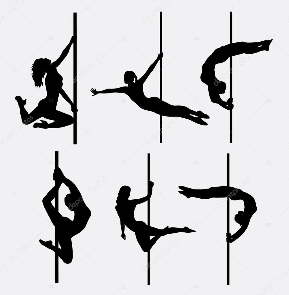 Pole dancer female silhouettes