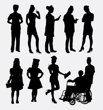 Hemşire kadın siluetleri