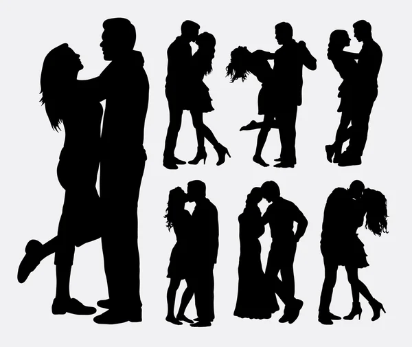 Couple aimer les silhouettes des gens — Image vectorielle