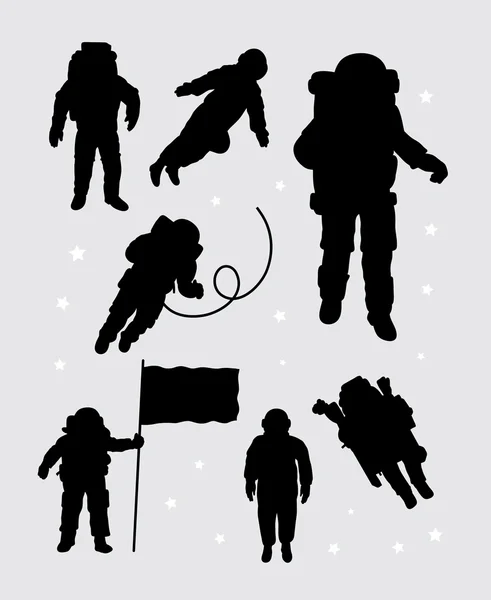 Silhouette astronauti — Vettoriale Stock