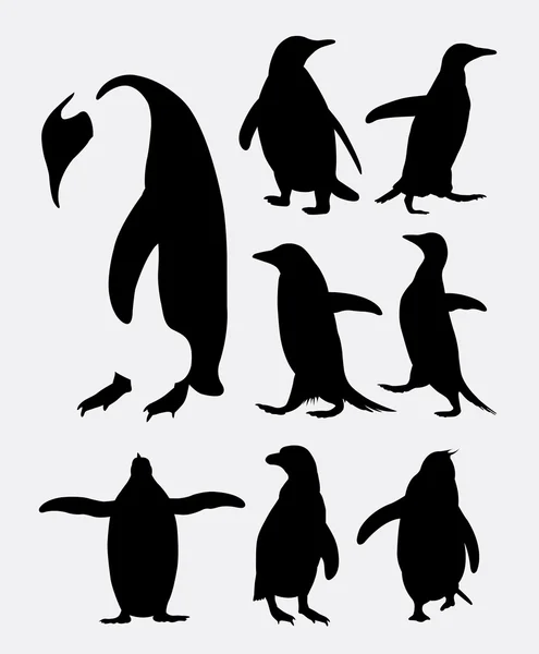 Pinguin Vogel Tier Silhouetten — Stockvektor