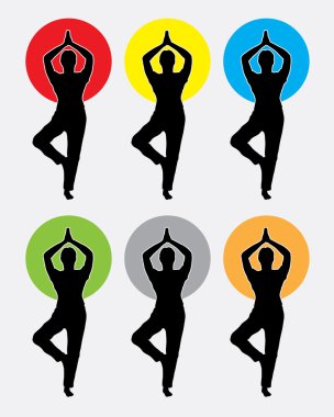 Yoga kadınsı poz siluet logosu