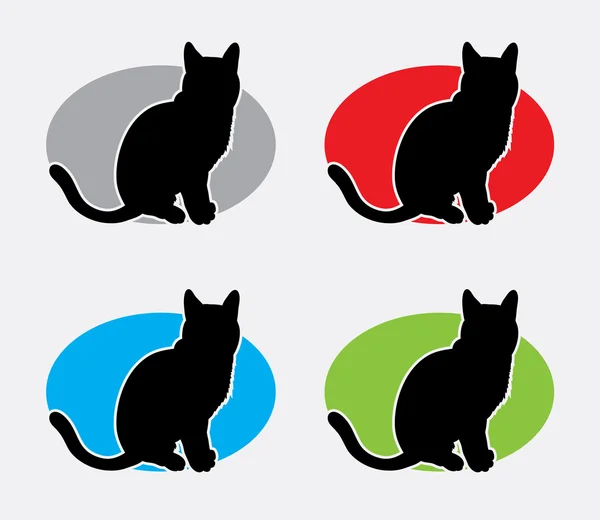 Lindo gato silueta logo — Vector de stock