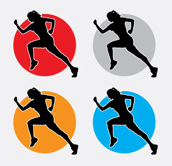 Running woman silhouette logo — Stock Vector