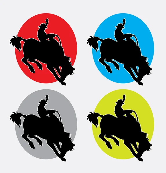 Rodeo man riding horse silhouette logo — Stock Vector