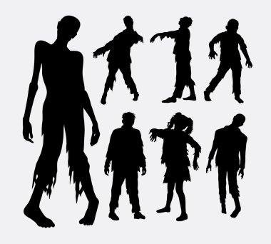Zombie horror people silhouettes