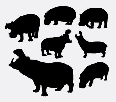 Hippopotamus wild animal silhouettes