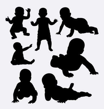 Cute baby action silhouettes