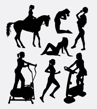 Sport women activity silhouette