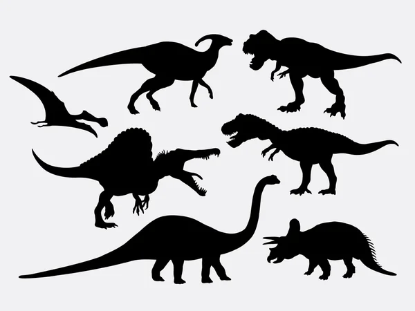 Siluetas de animales dinosaurios — Vector de stock