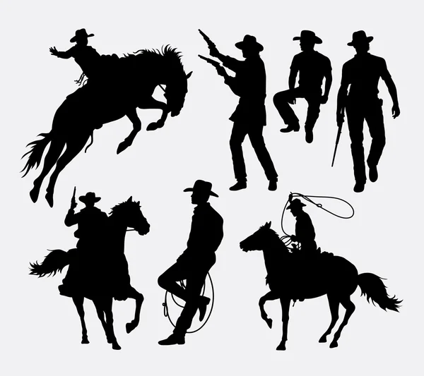 Cowboy activity silhouettes — Stock Vector