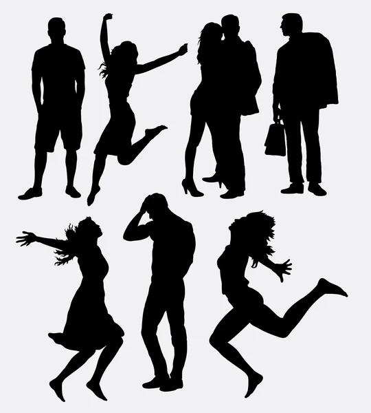 Man, woman, and couple silhouettes — Stockvector