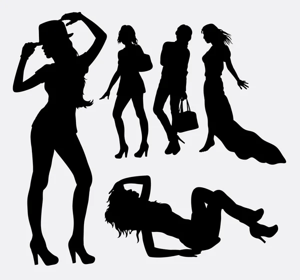 Female people silhouettes — Stok Vektör