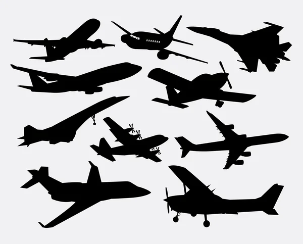 Airplane transportation silhouettes — Stock Vector
