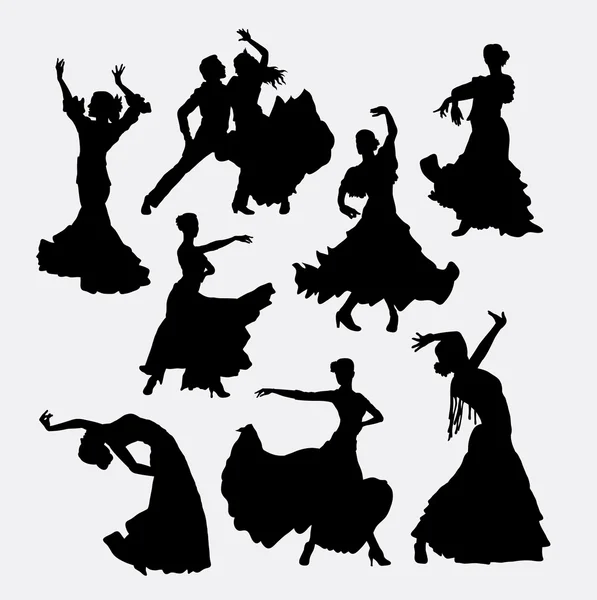 Flamenco dancing silhouette — Stok Vektör