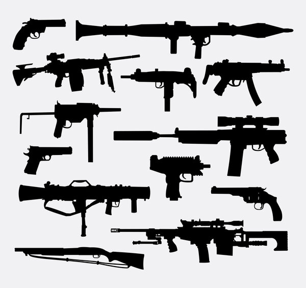 Gun weapon silhouettes