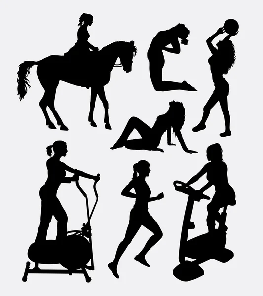 Sport women activity silhouette — Stock vektor