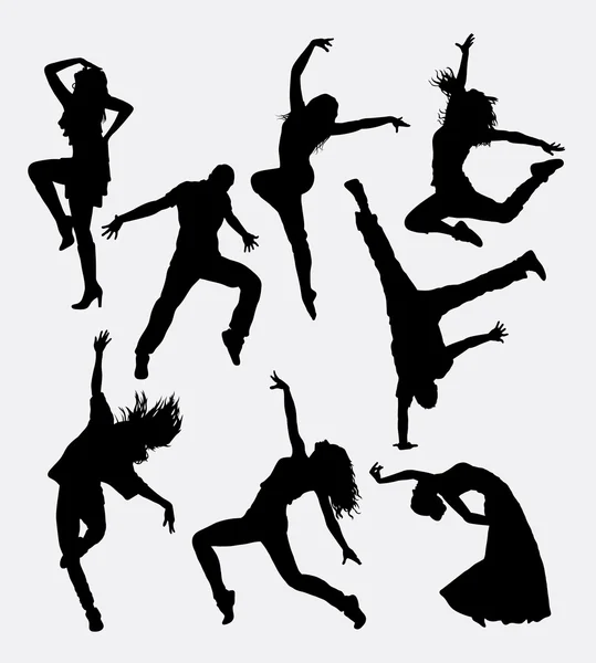 Danse moderne, silhouette masculine et féminine — Image vectorielle