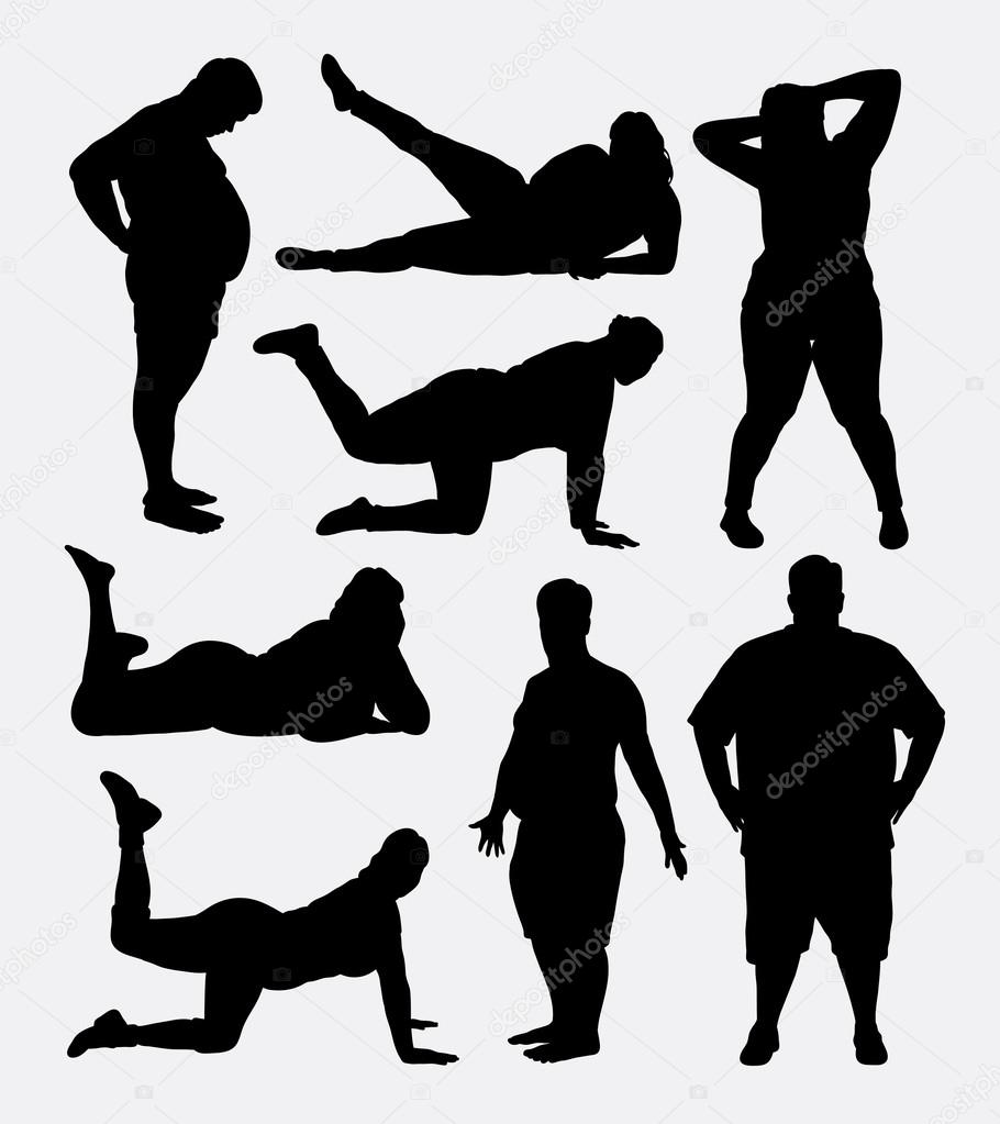 Fat people silhouettes