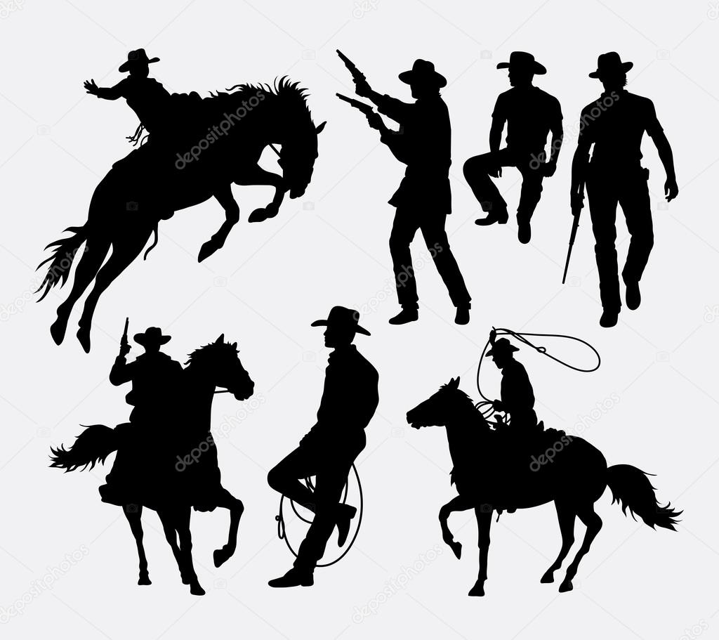 Cowboy activity silhouettes