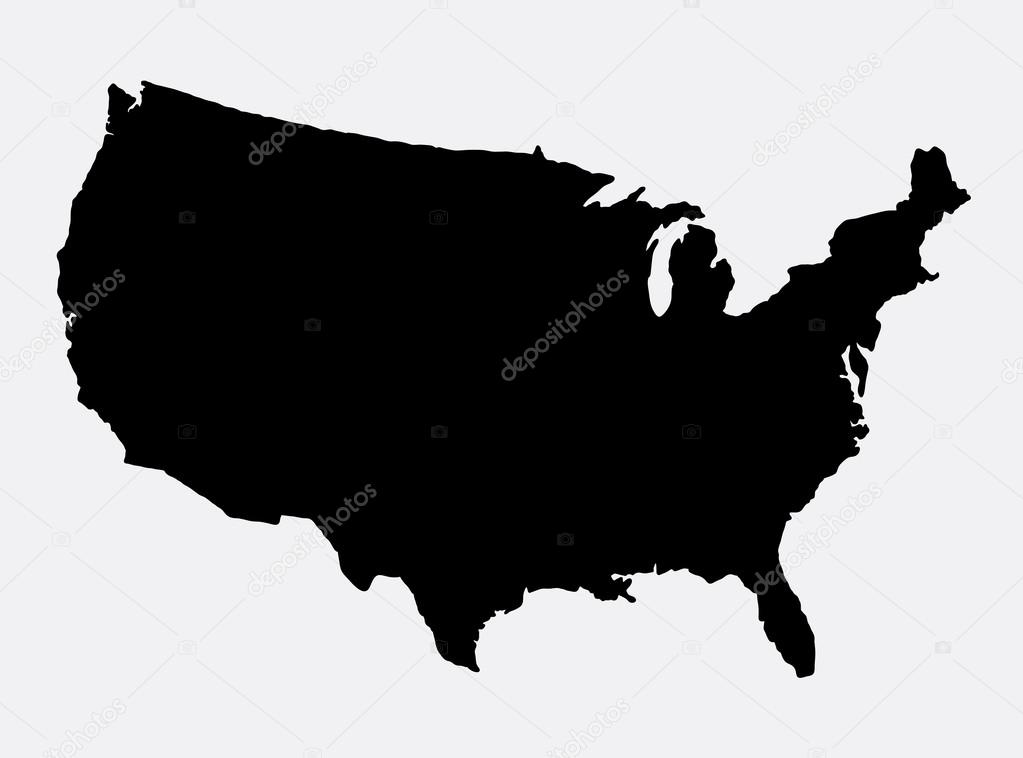 The United States of America map island silhouette. Good use for symbol, logo, web icon, game element, mascot, or any design you want. Easy to use
