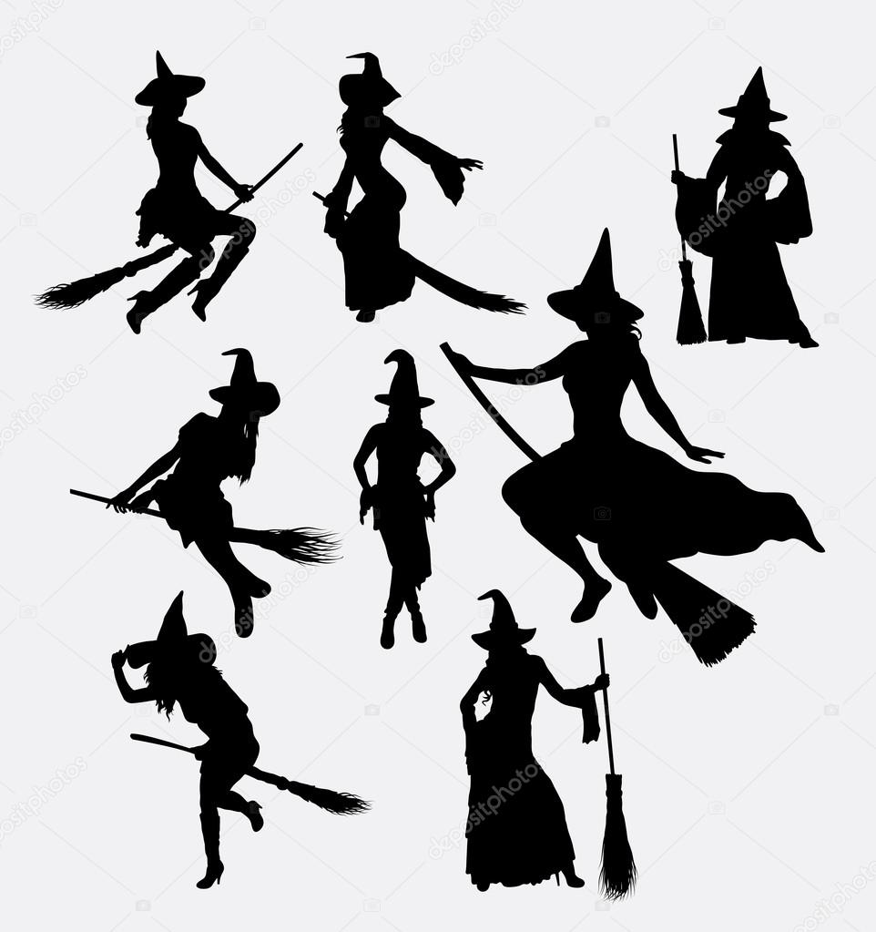 Halloween witch silhouettes. Good use for symbol, logo, web icon, game elements, mascot, or any design you want. Easy to use