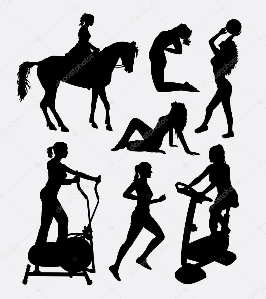 Sport women activity silhouette. Good use for symbol, web icon, logo, game element, mascot, or any design you want. Easy to use
