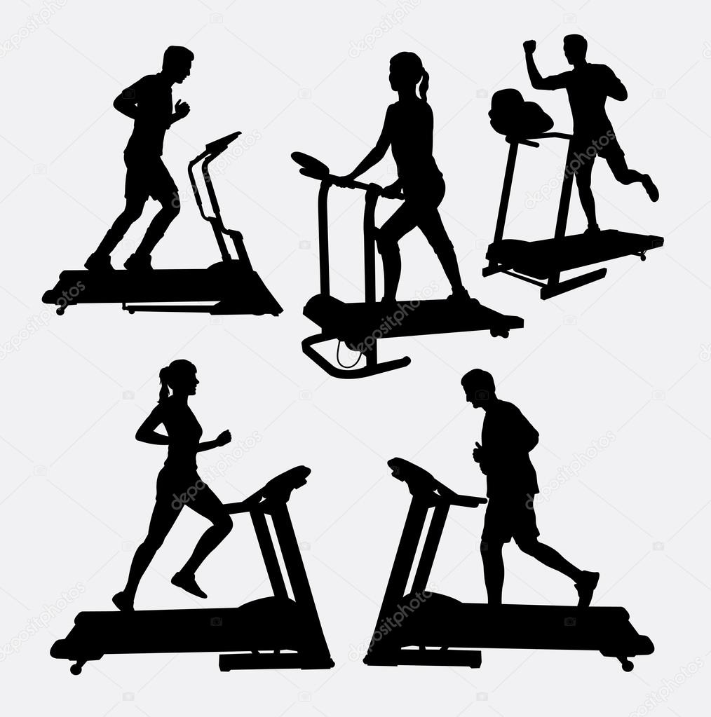 Treadmills silueta de actividad deportiva vector, gráfico vectorial