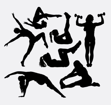 Sport action male and female silhouettes