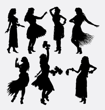 Hula girl activity silhouettes clipart