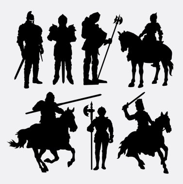 Knight male warrior and fighter silhouettes