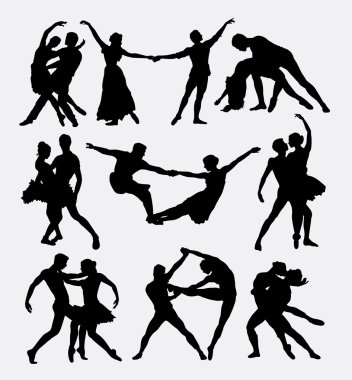 Couple ballet dancing male and female silhouette
