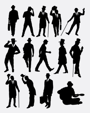 Man with hat pose silhouette