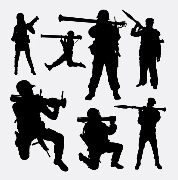 Bazooka weapon army military silhouettes — 图库矢量图片