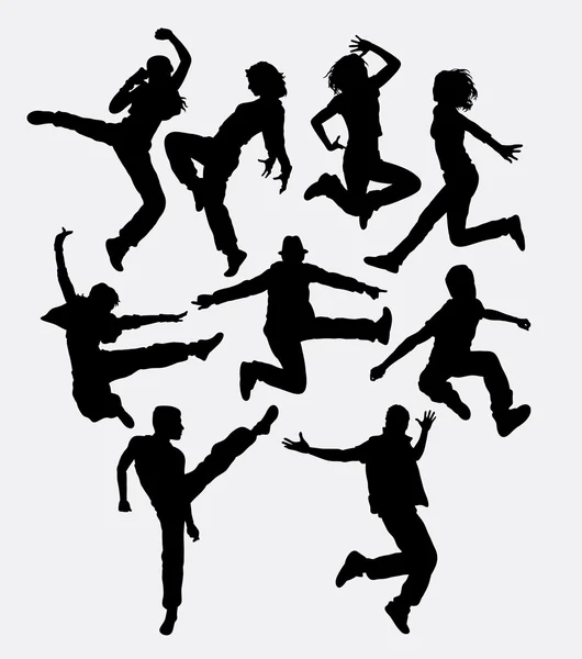 Dança moderna silhuetas masculinas e femininas —  Vetores de Stock