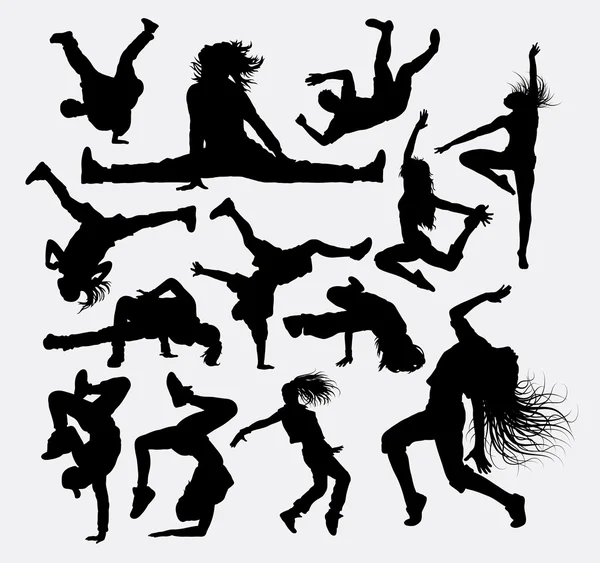 People dance pose silhouette — Stock vektor