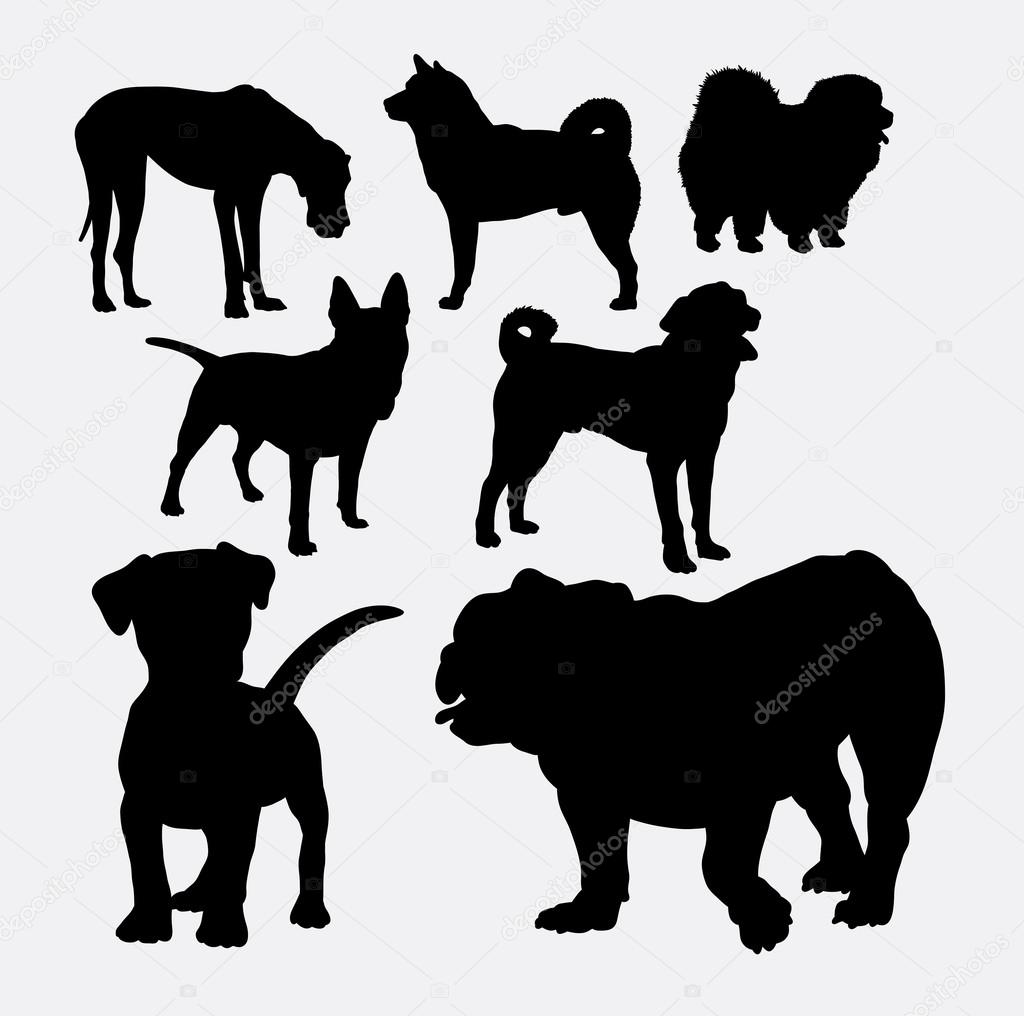Dog silhouette collection. Good use for symbol, logo, web icon, mascot, game element, sticker, or any design you want. Easy to use.