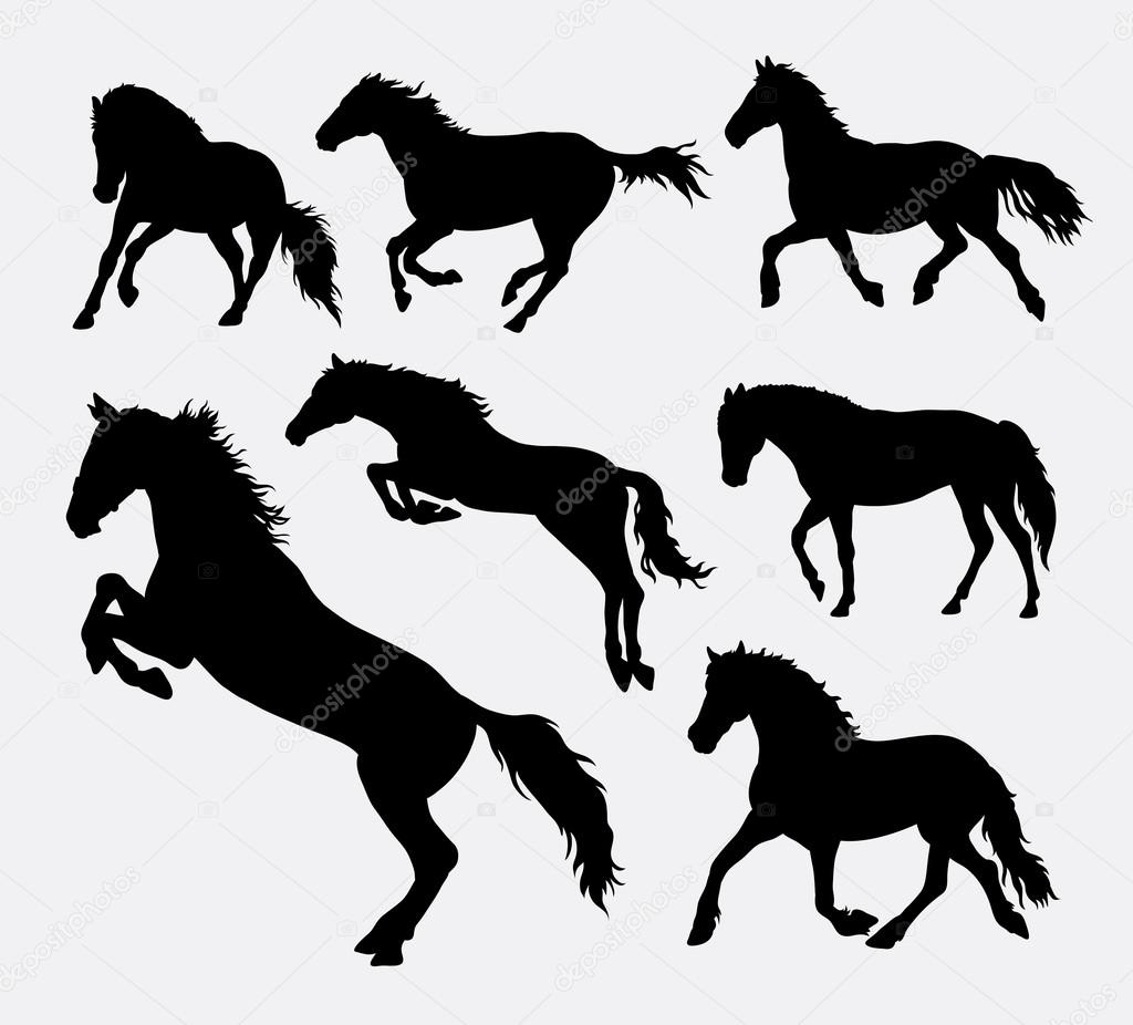 Horse action silhouettes