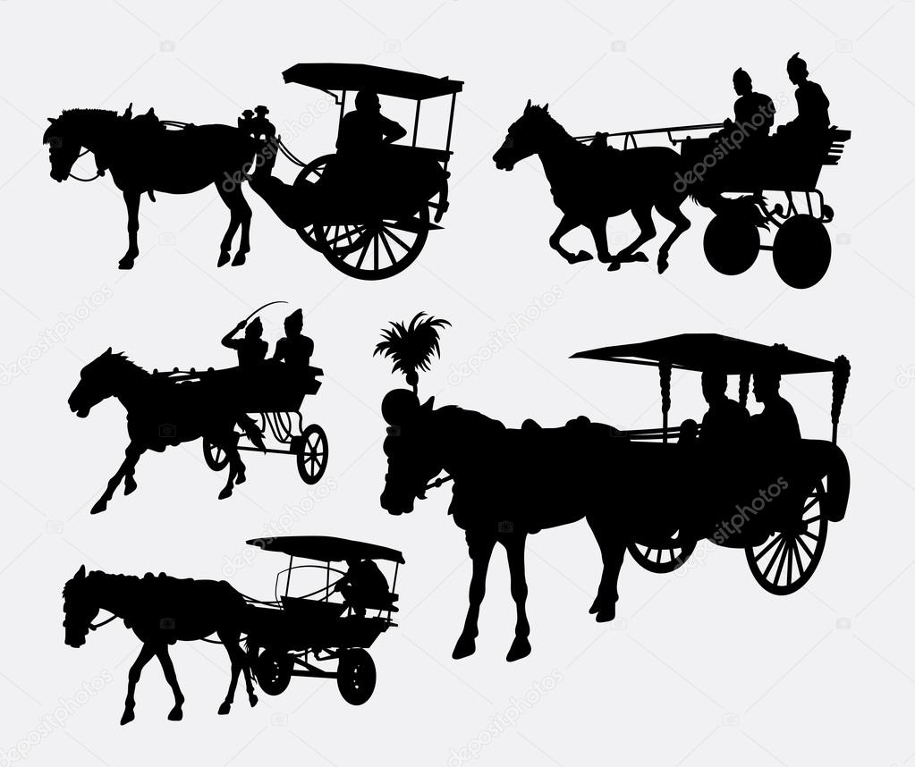 Carriage with horse silhouette. Good use for symbol, logo, web icon, mascot, game elements, or any design you want. Easy to use, edit, or change color.
