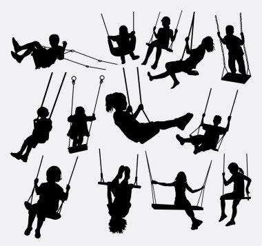 Swing people male and female silhouette clipart