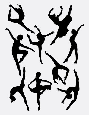 Traditional and modern dance. Male and female pose silhouette