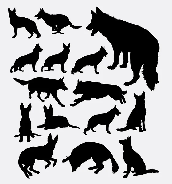 German shepherd pet dog silhouette — Stock Vector